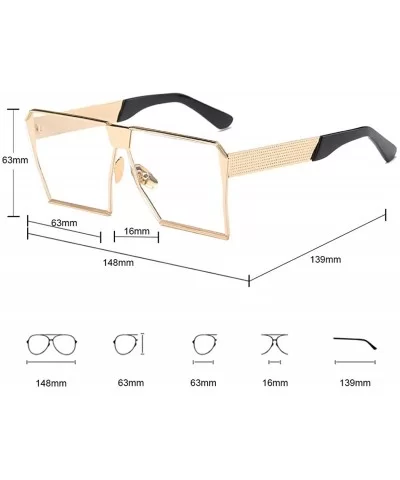 Unique Oversize Shield Vintage Square Sunglasses LK1705 - Gold/Transparent - CO17YHAN3MA $11.76 Shield