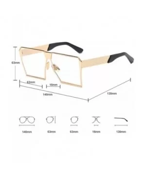 Unique Oversize Shield Vintage Square Sunglasses LK1705 - Gold/Transparent - CO17YHAN3MA $11.76 Shield