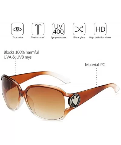 Womens Oversized Sunglasses Vintage Fashion Glasses for Driving Outdoor - Brown - CN18RNRKZDD $5.81 Oversized