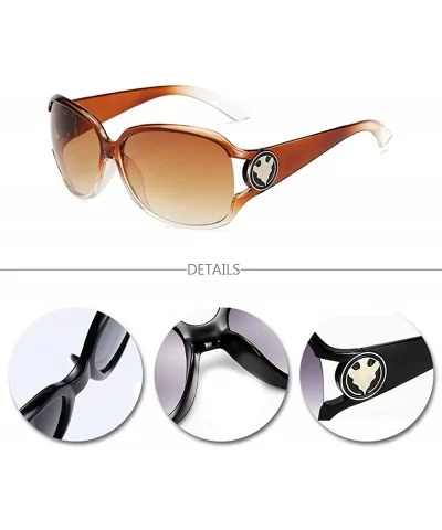 Womens Oversized Sunglasses Vintage Fashion Glasses for Driving Outdoor - Brown - CN18RNRKZDD $5.81 Oversized