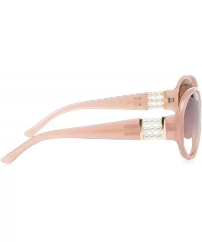 Women's 1016SP Oval Sunglasses with Triple Row Pearl Temple Detail & 100% UV Protection - 68 mm - Rose - CH18NRGZX64 $16.10 Oval