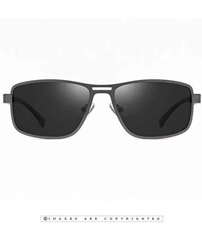 Mens Driving Sunglasses Polarized Outdoor Riding Vintage Square Night Vision Glasses - Grey Lens/Grey Frame - CE199KAENIS $12...