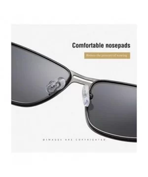 Mens Driving Sunglasses Polarized Outdoor Riding Vintage Square Night Vision Glasses - Grey Lens/Grey Frame - CE199KAENIS $12...