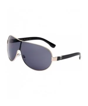 Thick Color Temple Thin Frame Curved One Piece Shield Lens Sunglasses - Black Gold - CU199H34Q3H $14.49 Shield