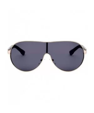 Thick Color Temple Thin Frame Curved One Piece Shield Lens Sunglasses - Black Gold - CU199H34Q3H $14.49 Shield