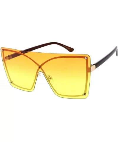 Flat Top Uni Candy Lens 60s Retro Fashion Aviator Sunglasses - Yellow - CR18UTAOHA0 $7.51 Shield