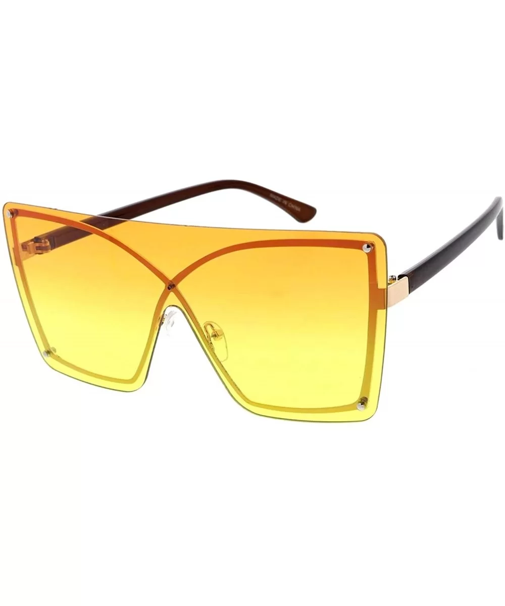 Flat Top Uni Candy Lens 60s Retro Fashion Aviator Sunglasses - Yellow - CR18UTAOHA0 $7.51 Shield