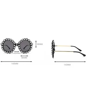 2019 new personality trend street shooting round frame with diamonds ladies sunglasses - Green - CB18L803DAX $9.81 Round