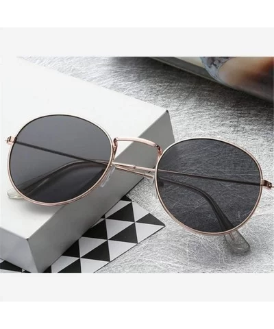 Fashion Women Round Sunglasses Retro Brand Design Men Coating Silver Green - Silver Blue - CF18YZUOIQ7 $4.80 Round