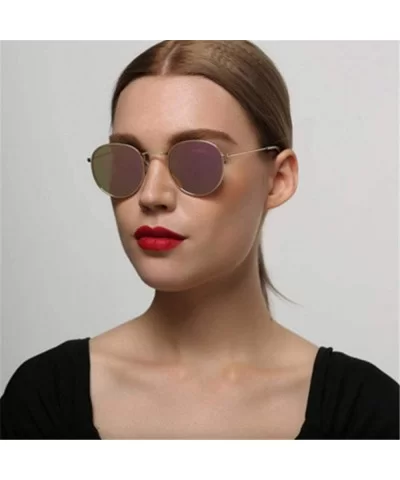 Fashion Women Round Sunglasses Retro Brand Design Men Coating Silver Green - Silver Blue - CF18YZUOIQ7 $4.80 Round