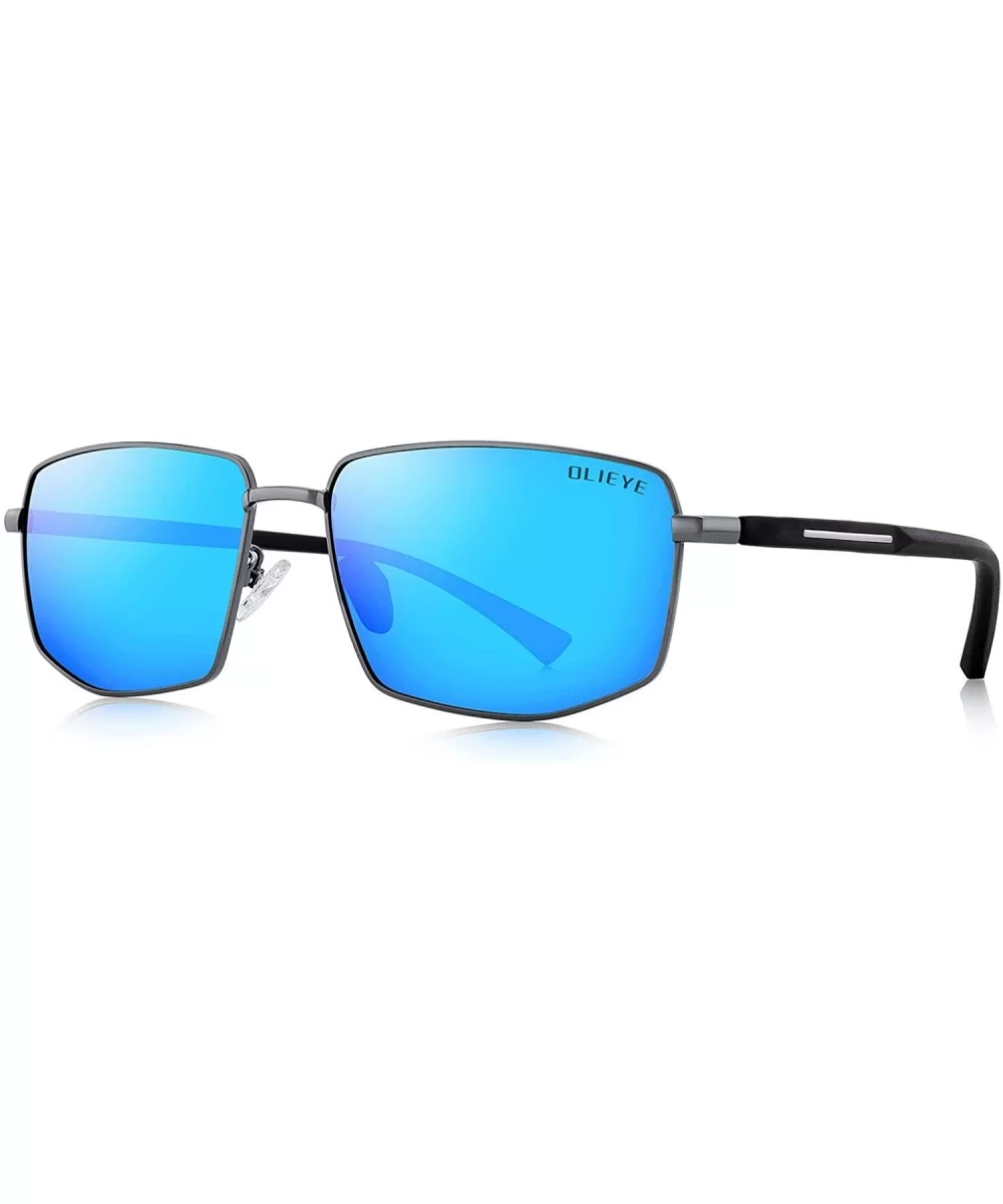 Mens Classic Sunglasses Male Polarized Rectangle Sun glasses For Men - Light Blue Mirror - CT18YORTO62 $26.75 Oversized