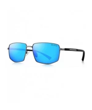 Mens Classic Sunglasses Male Polarized Rectangle Sun glasses For Men - Light Blue Mirror - CT18YORTO62 $26.75 Oversized