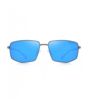 Mens Classic Sunglasses Male Polarized Rectangle Sun glasses For Men - Light Blue Mirror - CT18YORTO62 $26.75 Oversized