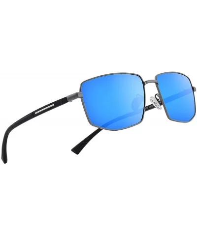 Mens Classic Sunglasses Male Polarized Rectangle Sun glasses For Men - Light Blue Mirror - CT18YORTO62 $26.75 Oversized