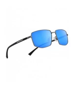 Mens Classic Sunglasses Male Polarized Rectangle Sun glasses For Men - Light Blue Mirror - CT18YORTO62 $26.75 Oversized