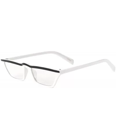 Clear Lens Curved Middle Top Bar Color Line Straight Cat Eye Sunglasses - White - CD1993XZKXW $10.49 Cat Eye