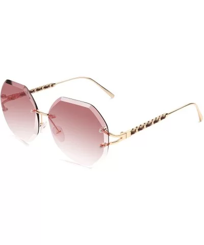 Trendy Oversized Rimless Diamond Cutting lens Sunglasses For women UV400 - Gradient Brown Lens - CK18N0CXDHC $15.33 Rimless