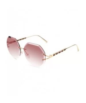 Trendy Oversized Rimless Diamond Cutting lens Sunglasses For women UV400 - Gradient Brown Lens - CK18N0CXDHC $15.33 Rimless