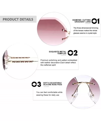 Trendy Oversized Rimless Diamond Cutting lens Sunglasses For women UV400 - Gradient Brown Lens - CK18N0CXDHC $15.33 Rimless