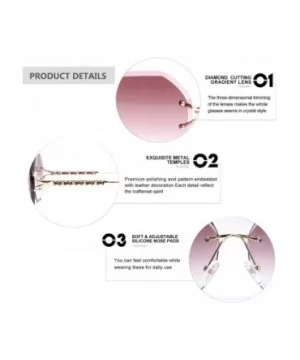 Trendy Oversized Rimless Diamond Cutting lens Sunglasses For women UV400 - Gradient Brown Lens - CK18N0CXDHC $15.33 Rimless