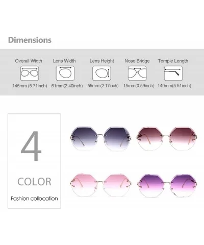 Trendy Oversized Rimless Diamond Cutting lens Sunglasses For women UV400 - Gradient Brown Lens - CK18N0CXDHC $15.33 Rimless