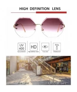 Trendy Oversized Rimless Diamond Cutting lens Sunglasses For women UV400 - Gradient Brown Lens - CK18N0CXDHC $15.33 Rimless