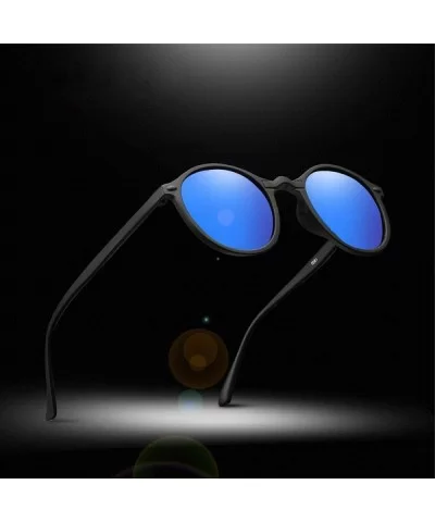 Night Vision Polarized Sunglasses Men Women Round Goggles Glasses Blue Green - Blue - C818XE052GX $7.59 Goggle