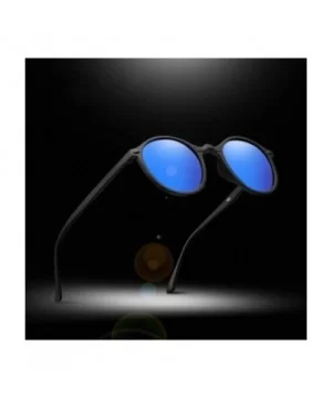 Night Vision Polarized Sunglasses Men Women Round Goggles Glasses Blue Green - Blue - C818XE052GX $7.59 Goggle