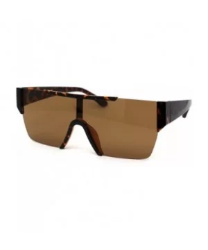 Mens 80s Chic Minimal Exposed Lens Shield Retro Fashion Sunglasses - Tortoise Brown - C81969Y6QYR $8.69 Rectangular