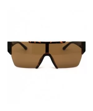 Mens 80s Chic Minimal Exposed Lens Shield Retro Fashion Sunglasses - Tortoise Brown - C81969Y6QYR $8.69 Rectangular