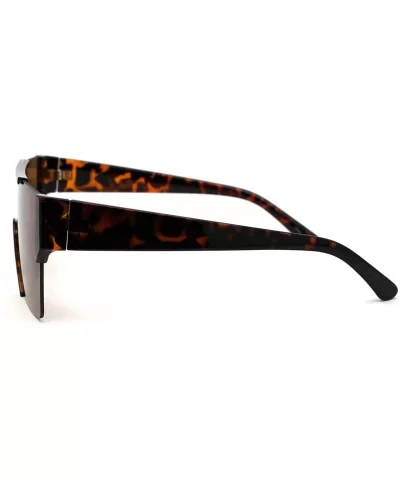 Mens 80s Chic Minimal Exposed Lens Shield Retro Fashion Sunglasses - Tortoise Brown - C81969Y6QYR $8.69 Rectangular