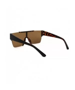 Mens 80s Chic Minimal Exposed Lens Shield Retro Fashion Sunglasses - Tortoise Brown - C81969Y6QYR $8.69 Rectangular