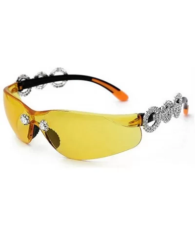 Rhinestone transparent sunglasses diamond eyeglasses - Yellow - CM18A856LC0 $14.27 Goggle