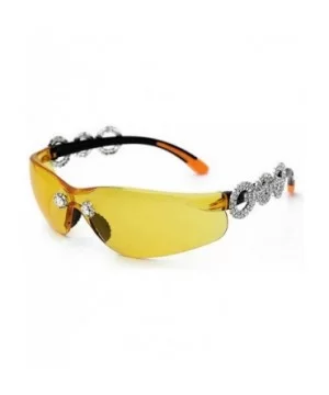 Rhinestone transparent sunglasses diamond eyeglasses - Yellow - CM18A856LC0 $14.27 Goggle