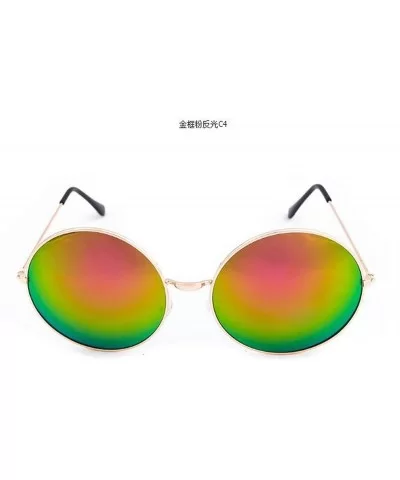 Big Round Sunglasses Women Glasses Lady Luxury Mirror Retro Metal Sun Tiny Female Men - 4 - C2198ZYGW50 $21.98 Aviator