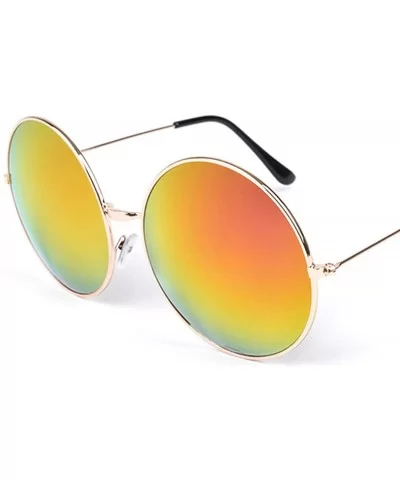 Big Round Sunglasses Women Glasses Lady Luxury Mirror Retro Metal Sun Tiny Female Men - 4 - C2198ZYGW50 $21.98 Aviator