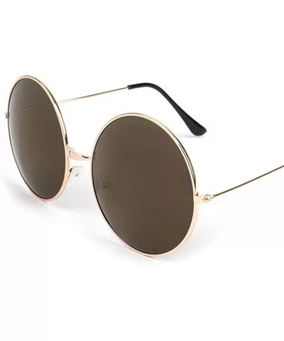 Big Round Sunglasses Women Glasses Lady Luxury Mirror Retro Metal Sun Tiny Female Men - 4 - C2198ZYGW50 $21.98 Aviator