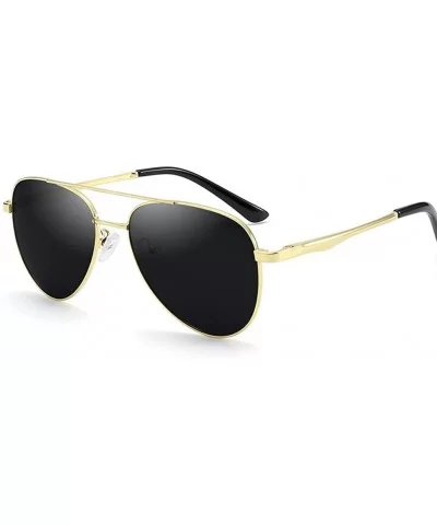 Unisex Polarized Sunglasses Classic Retro Mirror Glasses 100% UV protection - Golden-black - CP18W5NN5IQ $15.38 Oval