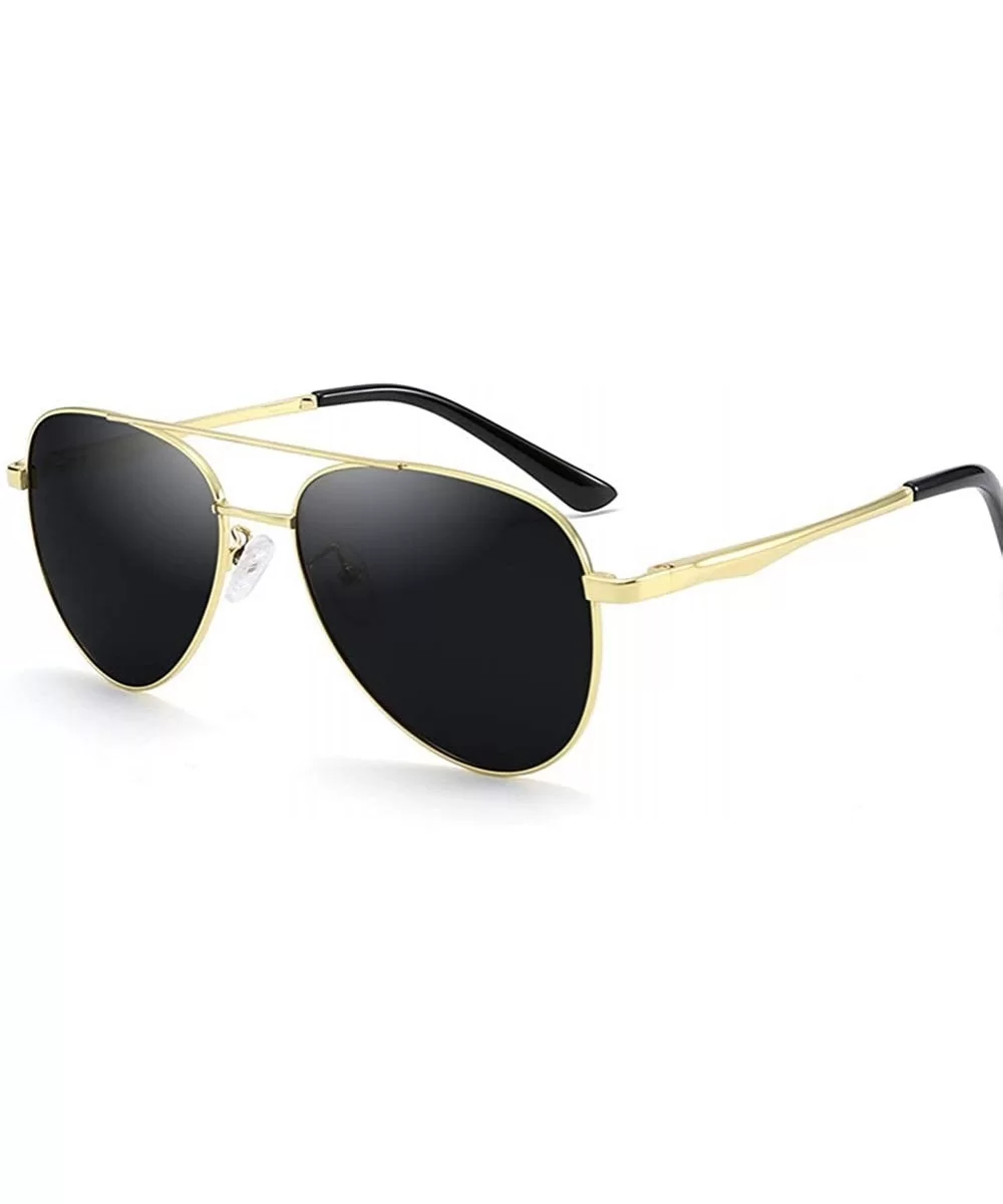 Unisex Polarized Sunglasses Classic Retro Mirror Glasses 100% UV protection - Golden-black - CP18W5NN5IQ $15.38 Oval