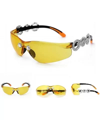 Rhinestone transparent sunglasses diamond eyeglasses - Yellow - CM18A856LC0 $14.27 Goggle