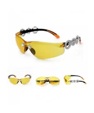 Rhinestone transparent sunglasses diamond eyeglasses - Yellow - CM18A856LC0 $14.27 Goggle