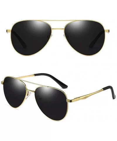 Unisex Polarized Sunglasses Classic Retro Mirror Glasses 100% UV protection - Golden-black - CP18W5NN5IQ $15.38 Oval