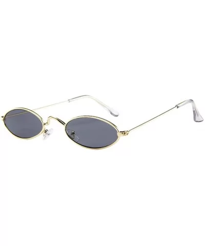 Fashion Mens Womens Retro Small Oval Sunglasses Metal Frame Shades Eyewear - E - C91945C9344 $6.04 Semi-rimless