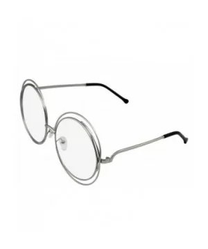 Round Sunglasses Double Wire Big Oversize Boho Circle Lens - Clear - C518U4CUKTG $6.08 Oversized