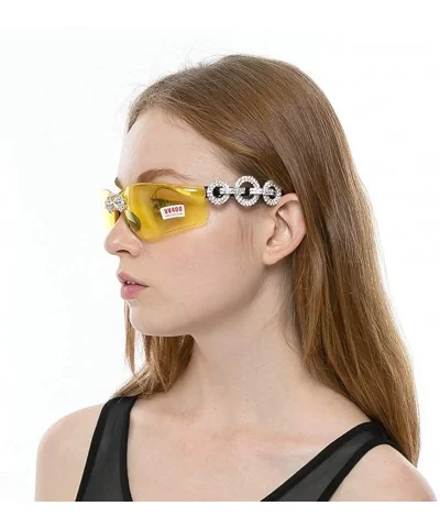 Rhinestone transparent sunglasses diamond eyeglasses - Yellow - CM18A856LC0 $14.27 Goggle