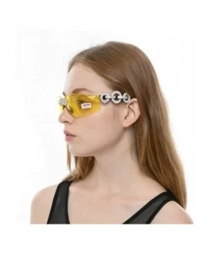 Rhinestone transparent sunglasses diamond eyeglasses - Yellow - CM18A856LC0 $14.27 Goggle