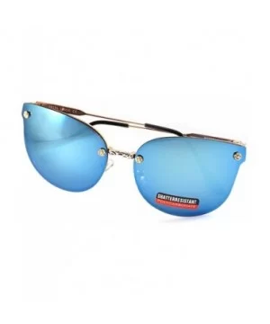 Rimless Cat Eye Butterfly Mirrored/Gradient Sunglasses for Women A001 - Gold/ Flash Blue Revo - CE1855I973H $11.21 Cat Eye