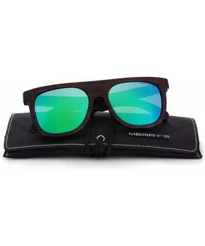 Men Wooden Polarized Sunglasses 100% UV Protection vintage Eyewear S5085 - Green - C3185DICXWN $15.79 Square