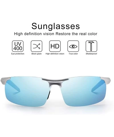 Mens Sports Polarized Sunglasses UV Protection Sunglasses for Men Fishing Driving Half Frame A8177 - A8177-blue - C318RYWGKWI...