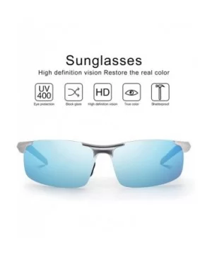 Mens Sports Polarized Sunglasses UV Protection Sunglasses for Men Fishing Driving Half Frame A8177 - A8177-blue - C318RYWGKWI...